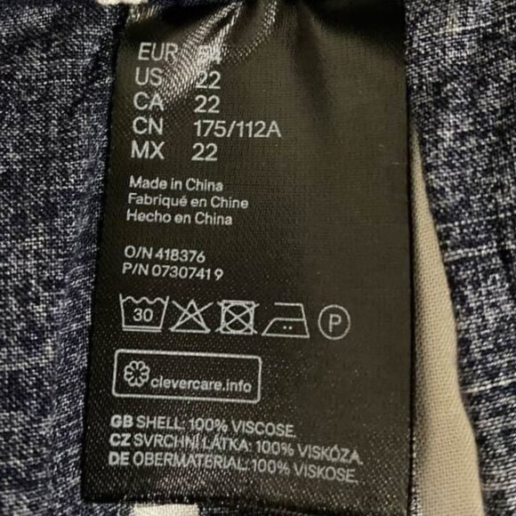 H&M Navy Blue White Striped Paperbag Waist Pants with Belt – Plus Size 22 - Picture 7 of 10